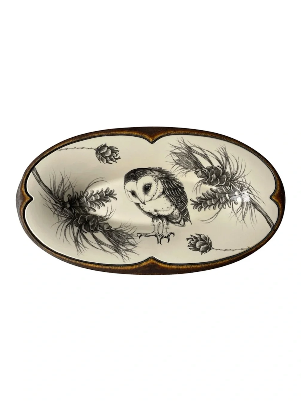 Laura Zindel Oblong Serving Dish: Barn Owl